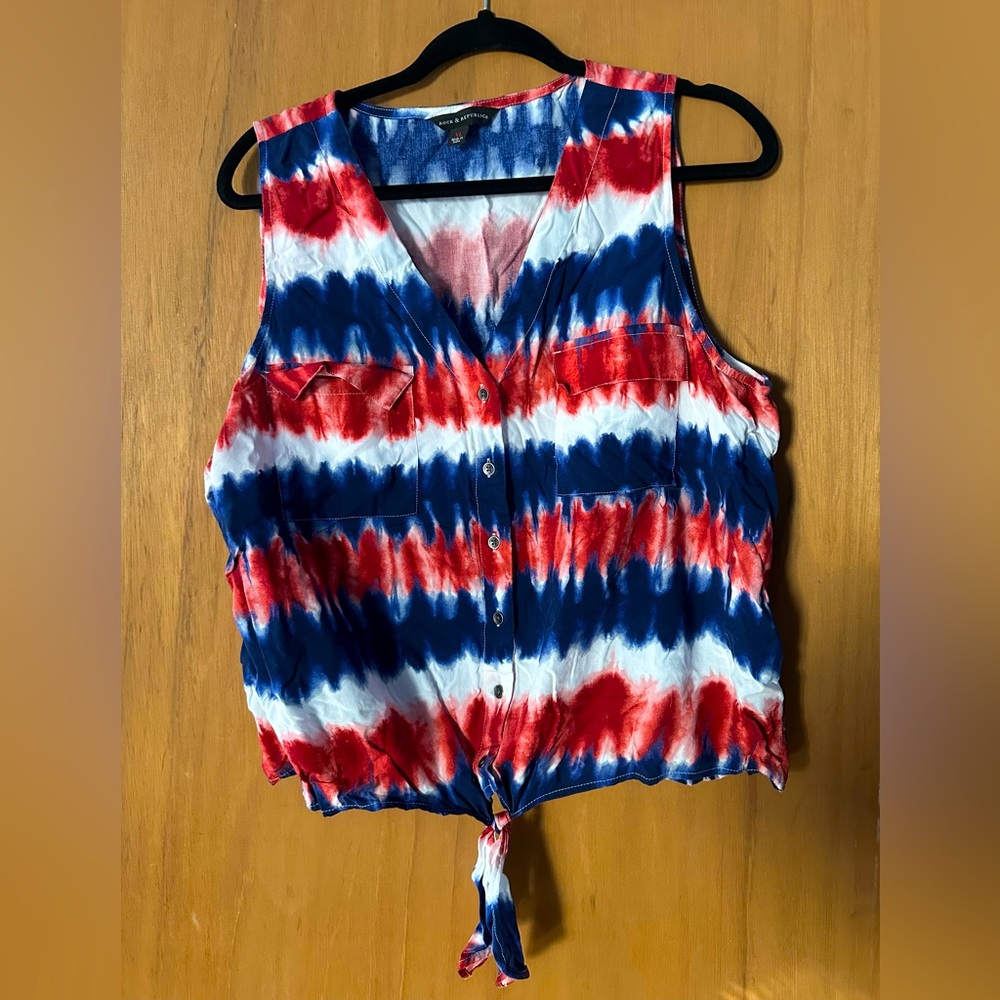 Rock & Republic sleeveless button up. Red white and blue!